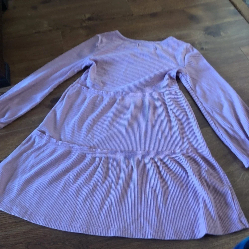 Old Navy pink rib knit long sleeve dress in size S (6-7)